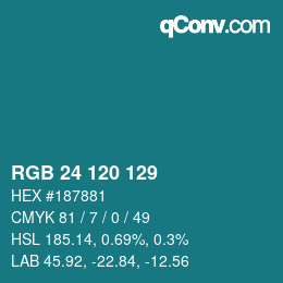 颜色代码: RGB 24 120 129 | qconv.com