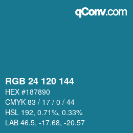 Color code: RGB 24 120 144 | qconv.com
