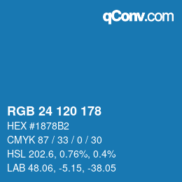 颜色代码: RGB 24 120 178 | qconv.com