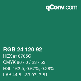 颜色代码: RGB 24 120 92 | qconv.com