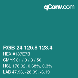 カラーコード: RGB 24 126.8 123.4 | qconv.com