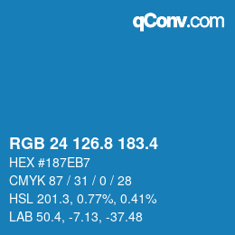 カラーコード: RGB 24 126.8 183.4 | qconv.com