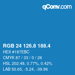 カラーコード: RGB 24 126.8 188.4 | qconv.com