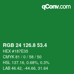 カラーコード: RGB 24 126.8 53.4 | qconv.com