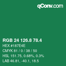 カラーコード: RGB 24 126.8 78.4 | qconv.com