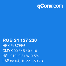 Color code: RGB 24 127 230 | qconv.com