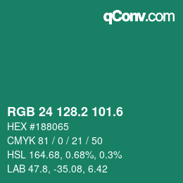 カラーコード: RGB 24 128.2 101.6 | qconv.com