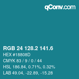 カラーコード: RGB 24 128.2 141.6 | qconv.com