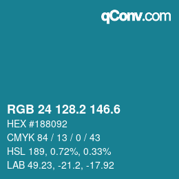 カラーコード: RGB 24 128.2 146.6 | qconv.com