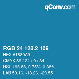 カラーコード: RGB 24 128.2 169 | qconv.com
