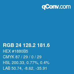 カラーコード: RGB 24 128.2 181.6 | qconv.com