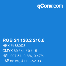カラーコード: RGB 24 128.2 216.6 | qconv.com