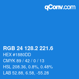 カラーコード: RGB 24 128.2 221.6 | qconv.com