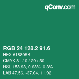 カラーコード: RGB 24 128.2 91.6 | qconv.com