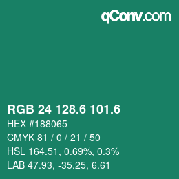 カラーコード: RGB 24 128.6 101.6 | qconv.com