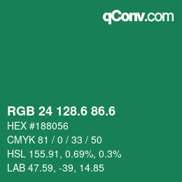 カラーコード: RGB 24 128.6 86.6 | qconv.com