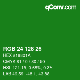 カラーコード: RGB 24 128 26 | qconv.com