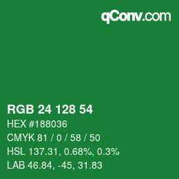 カラーコード: RGB 24 128 54 | qconv.com