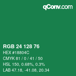 Color code: RGB 24 128 76 | qconv.com