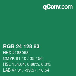 カラーコード: RGB 24 128 83 | qconv.com