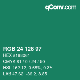 カラーコード: RGB 24 128 97 | qconv.com