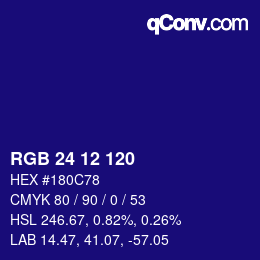 Color code: RGB 24 12 120 | qconv.com