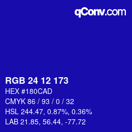 Color code: RGB 24 12 173 | qconv.com