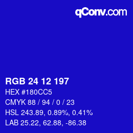 Color code: RGB 24 12 197 | qconv.com