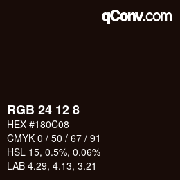 Color code: RGB 24 12 8 | qconv.com