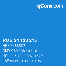 Color code: RGB 24 133 215 | qconv.com