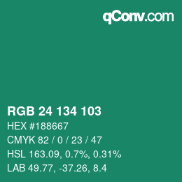 Color code: RGB 24 134 103 | qconv.com