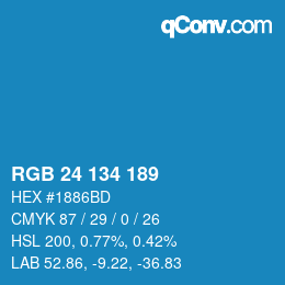 Color code: RGB 24 134 189 | qconv.com
