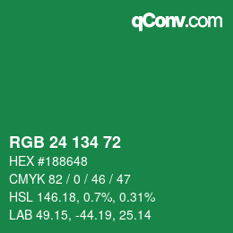 Color code: RGB 24 134 72 | qconv.com
