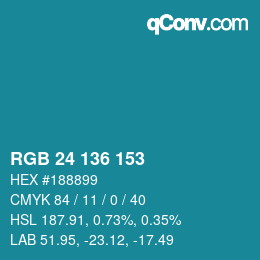 Color code: RGB 24 136 153 | qconv.com