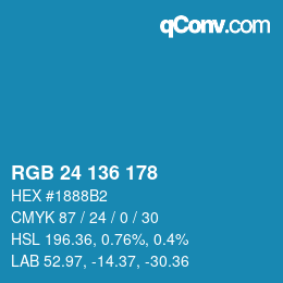 Color code: RGB 24 136 178 | qconv.com