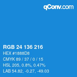 Color code: RGB 24 136 216 | qconv.com