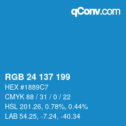 カラーコード: RGB 24 137 199 | qconv.com