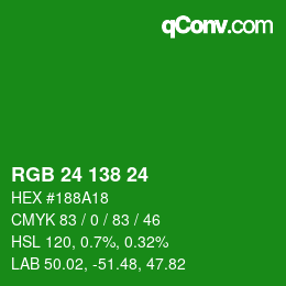 カラーコード: RGB 24 138 24 | qconv.com