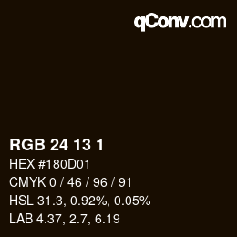 カラーコード: RGB 24 13 1 | qconv.com