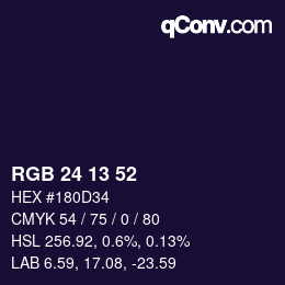 Color code: RGB 24 13 52 | qconv.com