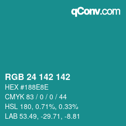 Color code: RGB 24 142 142 | qconv.com
