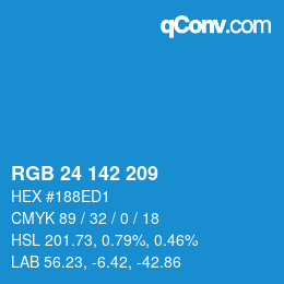 カラーコード: RGB 24 142 209 | qconv.com