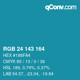 カラーコード: RGB 24 143 164 | qconv.com