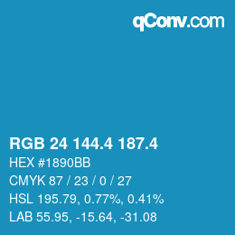 カラーコード: RGB 24 144.4 187.4 | qconv.com