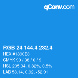カラーコード: RGB 24 144.4 232.4 | qconv.com