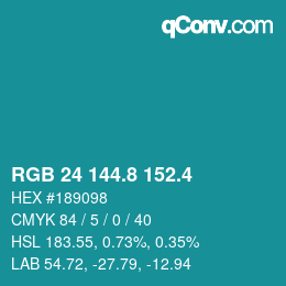 カラーコード: RGB 24 144.8 152.4 | qconv.com