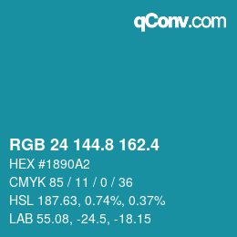 カラーコード: RGB 24 144.8 162.4 | qconv.com