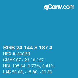 カラーコード: RGB 24 144.8 187.4 | qconv.com