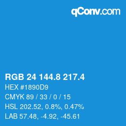 カラーコード: RGB 24 144.8 217.4 | qconv.com