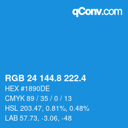 カラーコード: RGB 24 144.8 222.4 | qconv.com